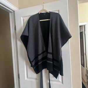 Gray and Black Open Front Poncho